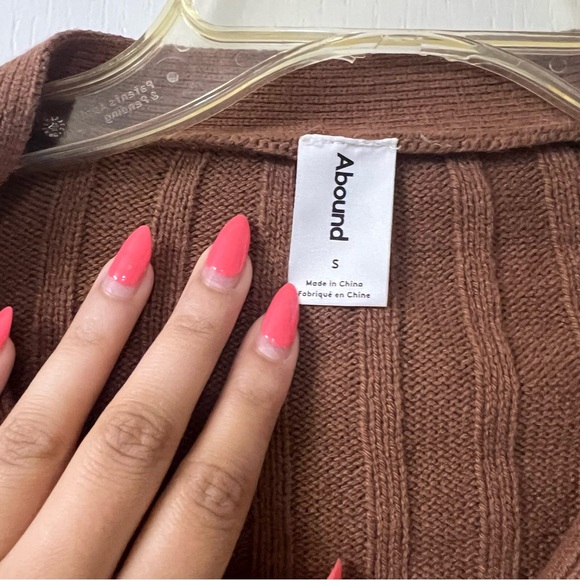 Abound Brown Ribbed Cropped Cardigan - Picture 2 of 3